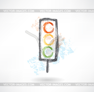 Traffic light grunge icon - vector image