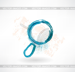 Cartoon magnifier. Brush icon - vector clip art