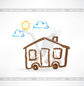 House with wheels grunge icon - vector image