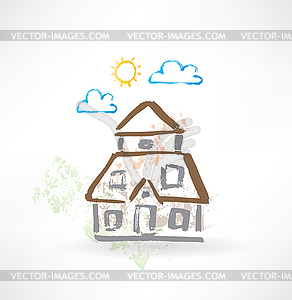 Big house grunge icon - vector clipart