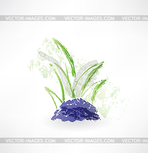 Grass grunge icon - stock vector clipart