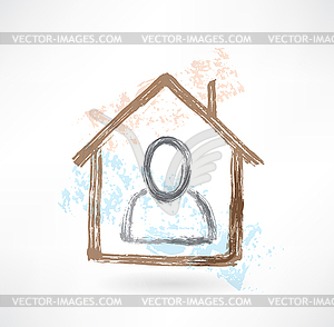 Person in house grunge icon - vector image