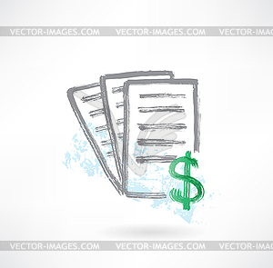 Document with dollar grunge icon - vector image