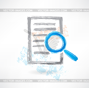 Document with magnifer grunge icon - vector clipart