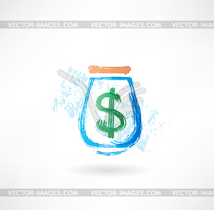 Значок Деньги гранж - изображение в векторном виде
