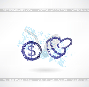 Dollar simbol grunge icon - vector clip art