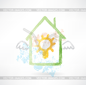 House and lamp grunge icon - vector clip art