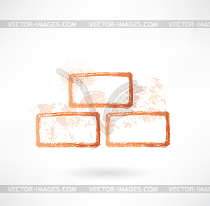 Bricks grunge icon - vector image