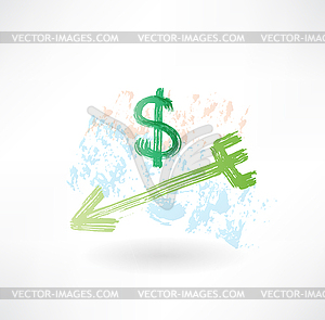 Dollar arrow grunge icon - vector clipart