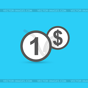 One dollar coin icon - vector clipart