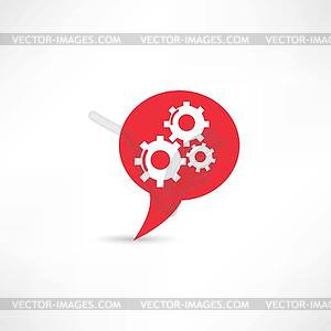 Gear into speech bubble - stock vector clipart