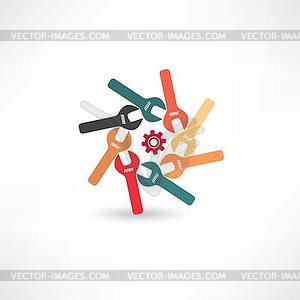 Many wrenches icon - royalty-free vector clipart