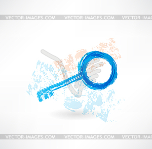 Key grunge icon - vector image