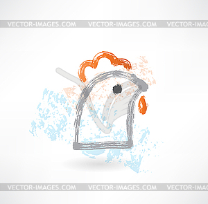Chicken head grunge icon - vector image