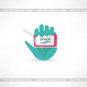 Phone in hand - vector image