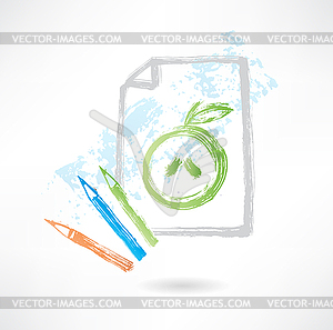 Drawing apple grunge icon - vector clip art