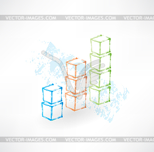 Kid`s blocks grunge icon - vector clipart