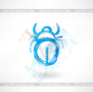 Beetle grunge icon - vector image