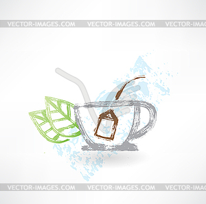 Cup of tea grunge icon - vector clipart