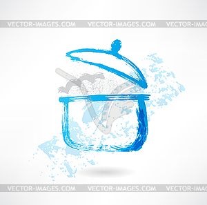 Pan cooks grunge icon - vector image