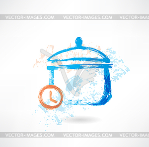 Pan time grunge icon - vector image