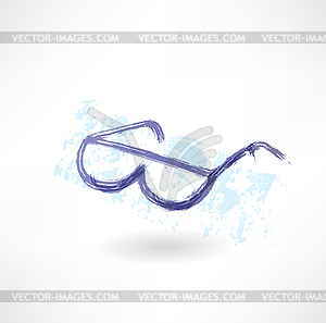 Eyeglasses grunge icon - vector clip art