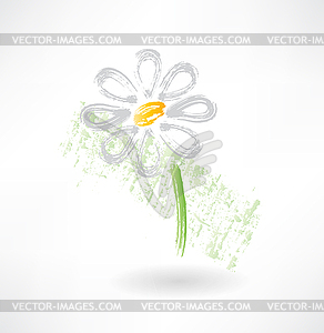 Daisy grunge icon - vector image