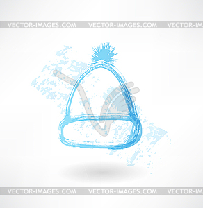 Winter hat grunge icon - vector clipart