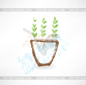 Potted plant grunge icon - vector clip art
