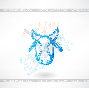 Cow`s head grunge icon - vector EPS clipart