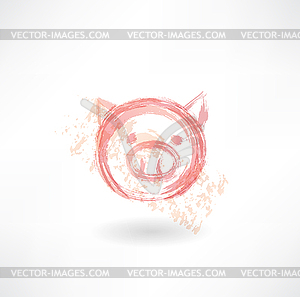 Pig`s head grunge icon - vector image