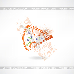 Slice of pizza grunge icon - royalty-free vector image