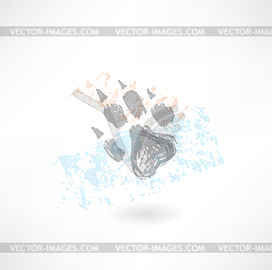 Animal`s footprint grunge icon - vector image