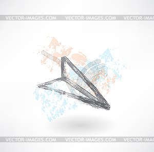 Paper airplane grunge icon - vector clip art