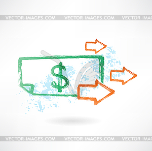 Доллар Бумага и стрелки значок гранж - изображение в формате EPS