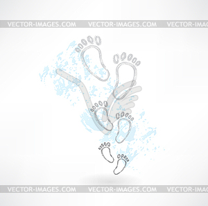 Footprints grunge icon - vector image