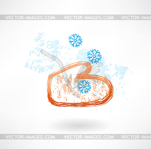 Mitten grunge icon - vector clipart