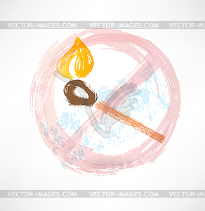 Ban matches grunge icon - vector clipart