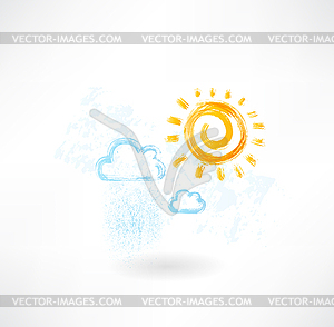 Cloud sun grunge icon - vector clipart