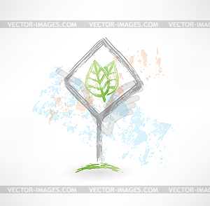 Plate leaf grunge icon - vector image