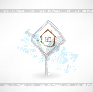 Plate house grunge icon - vector EPS clipart