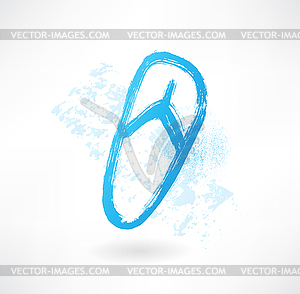 Beach shoe grunge icon - vector image