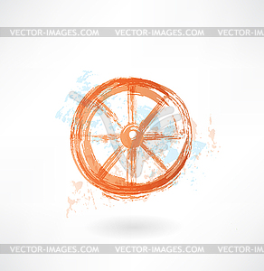 Значок колеса гранж - рисунок в векторном формате