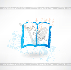 Book and footprints grunge icon - vector image
