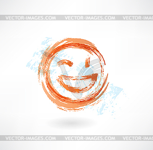 Wink and laugh grunge icon - vector image