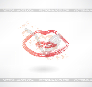 Lips grunge icon - vector clipart