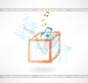 Music box grunge icon - vector image