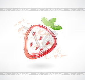 Strawberry grunge icon - vector image