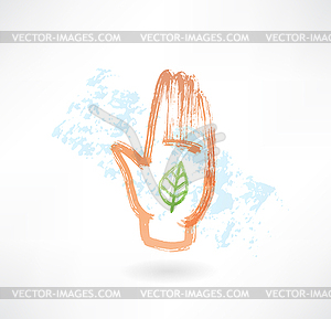 Eco palm grunge icon - vector clip art