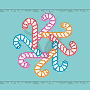 Christmas candys in circle - vector image